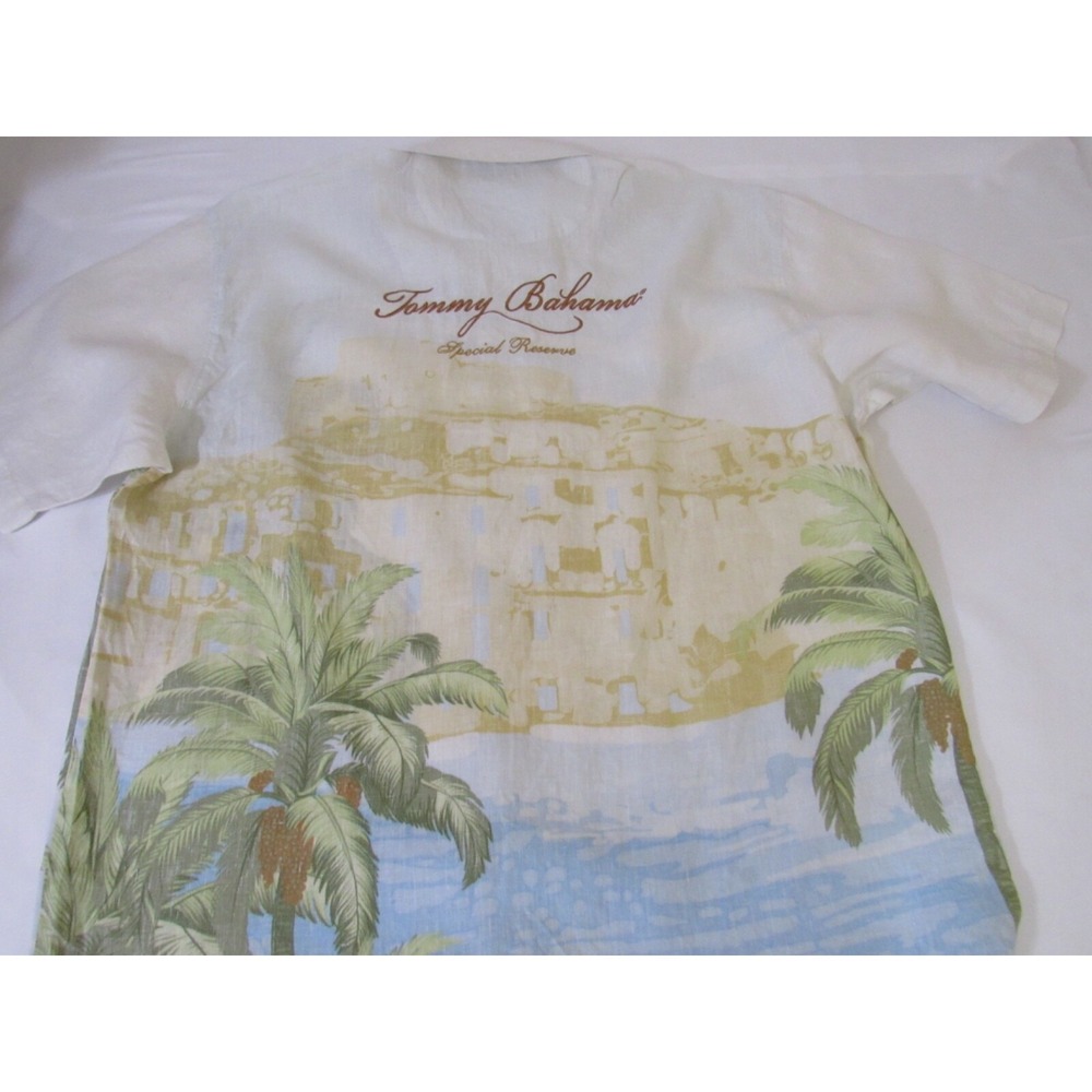 Tommy Bahama Special Reserve 100% Linen Shirt Embroidered Back Palm Cruise Sz L - Picture 10 of 16